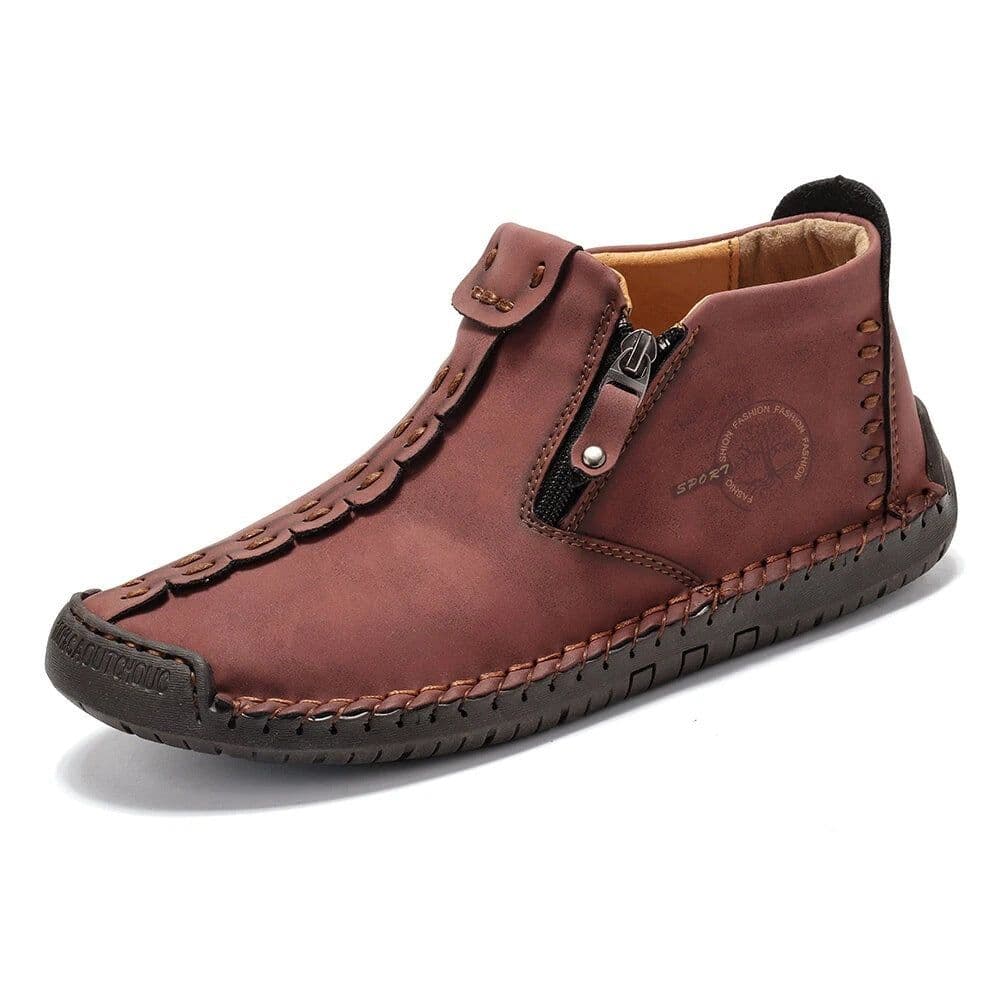 image-Men's Fleece-lined Cotton-padded Shoes Plus Size Zipper Dr Martens Boots Outdoor