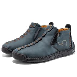 image-Men's Fleece-lined Cotton-padded Shoes Plus Size Zipper Dr Martens Boots Outdoor