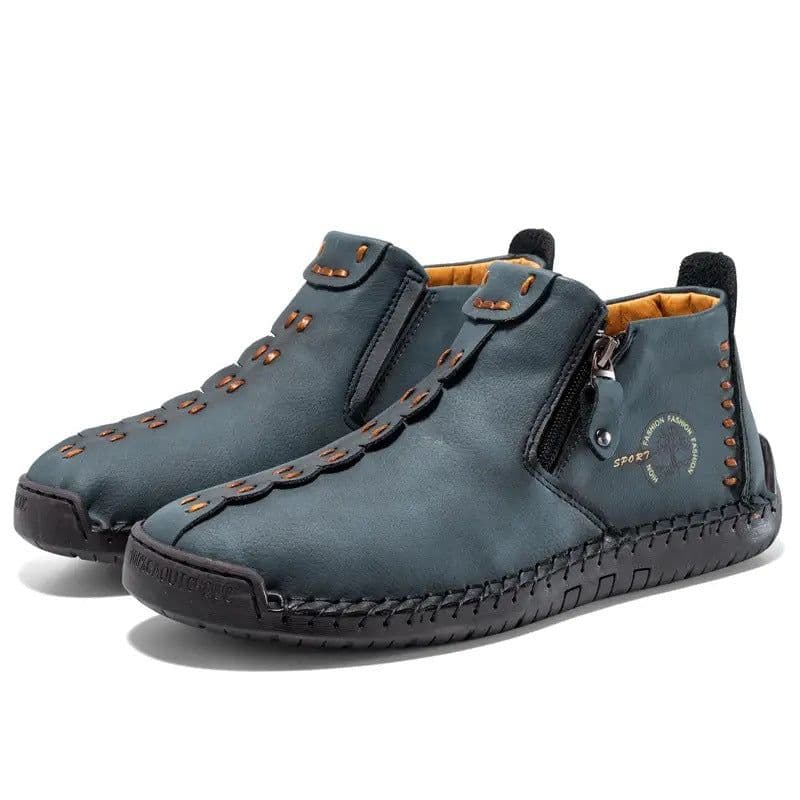 image-Men's Fleece-lined Cotton-padded Shoes Plus Size Zipper Dr Martens Boots Outdoor