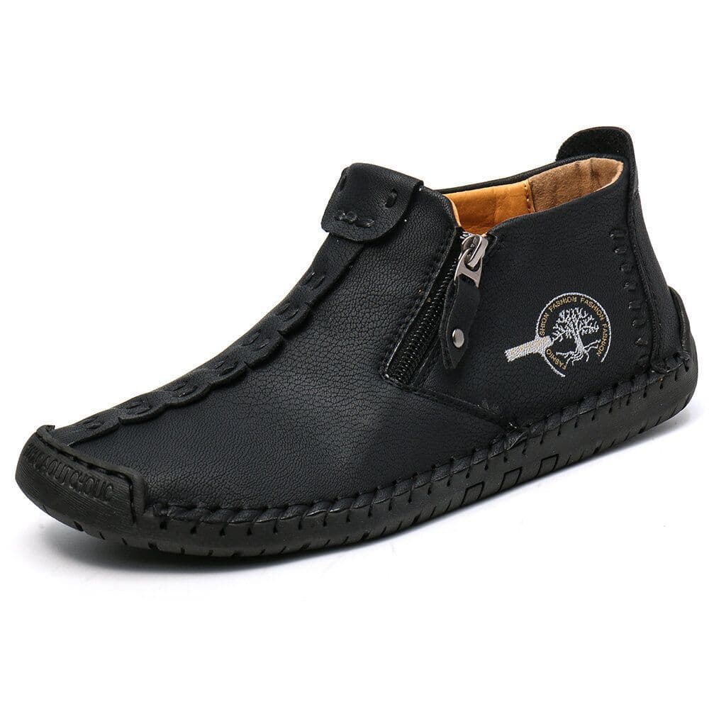 image-Men's Fleece-lined Cotton-padded Shoes Plus Size Zipper Dr Martens Boots Outdoor