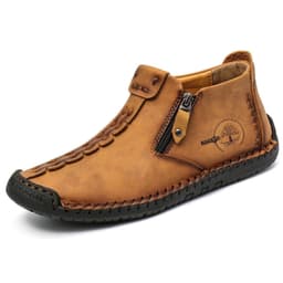 image-Men's Fleece-lined Cotton-padded Shoes Plus Size Zipper Dr Martens Boots Outdoor
