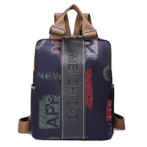 image-Retro Printed Wear-resistant Splash Proof Large Capacity Stitching Backpack For Women