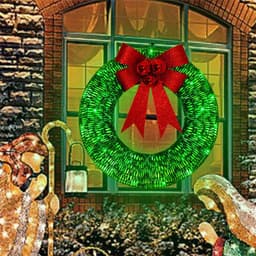 image-Christmas Garland 50CM Luminous LED Warm Light Metal Luminous Wreath With Big Bowknot Christmas Front Door Home Holiday Party Door Hanging Decor