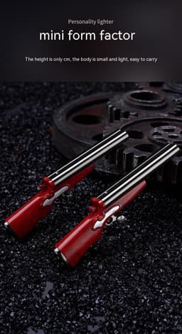 image-Double Flame Metal Small Gun Shape Lighter
