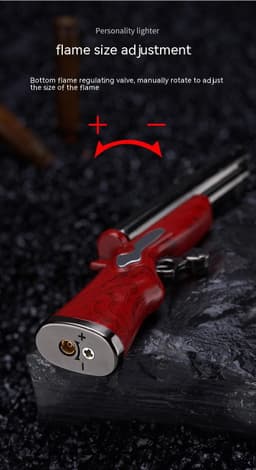 image-Double Flame Metal Small Gun Shape Lighter