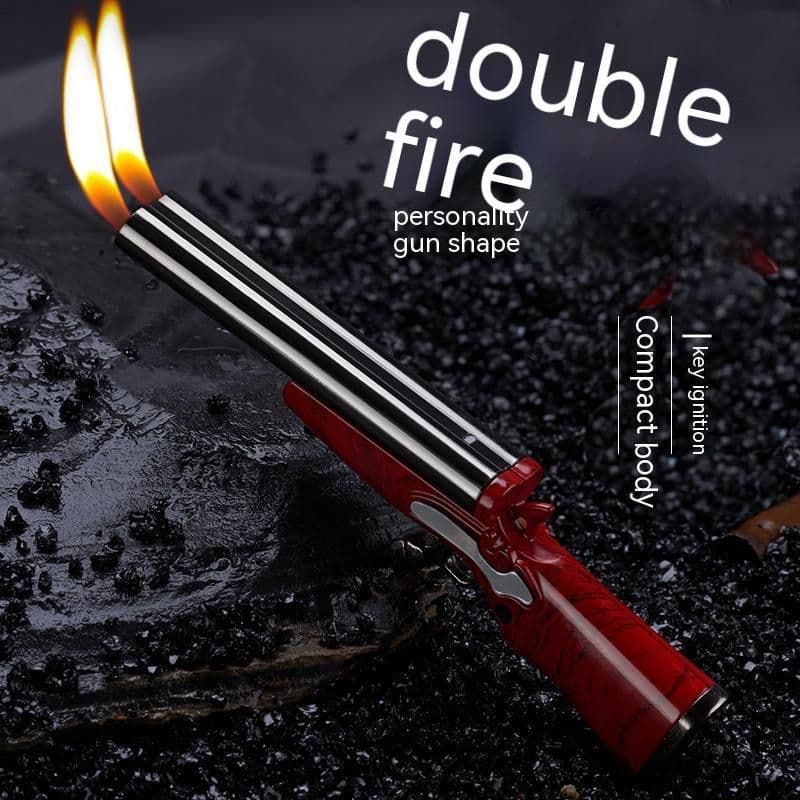 image-Double Flame Metal Small Gun Shape Lighter