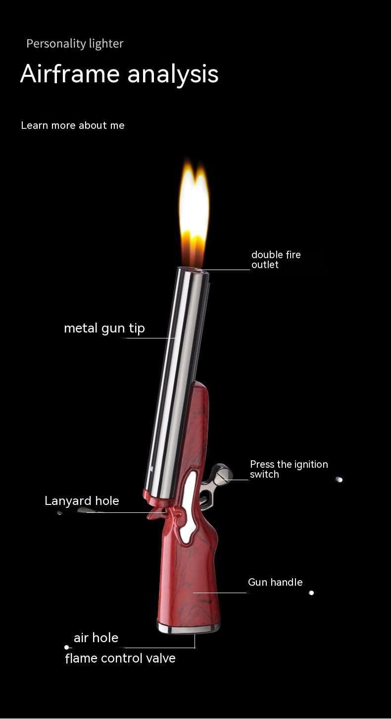 image-Double Flame Metal Small Gun Shape Lighter
