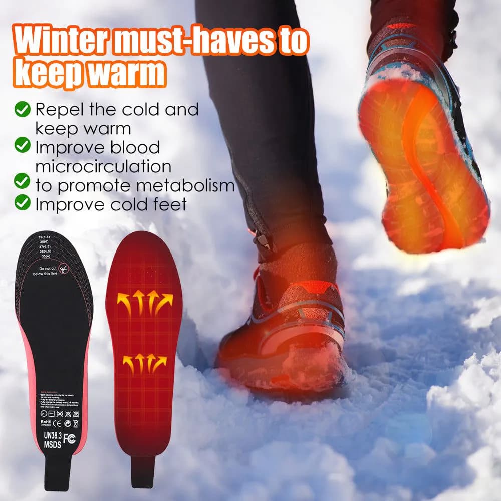 image-Heated Insoles For Men Women Rechargeable Heating Boot Insole Feet Warmer Pads Cut To Any Size Heating Electric Heated Insoles