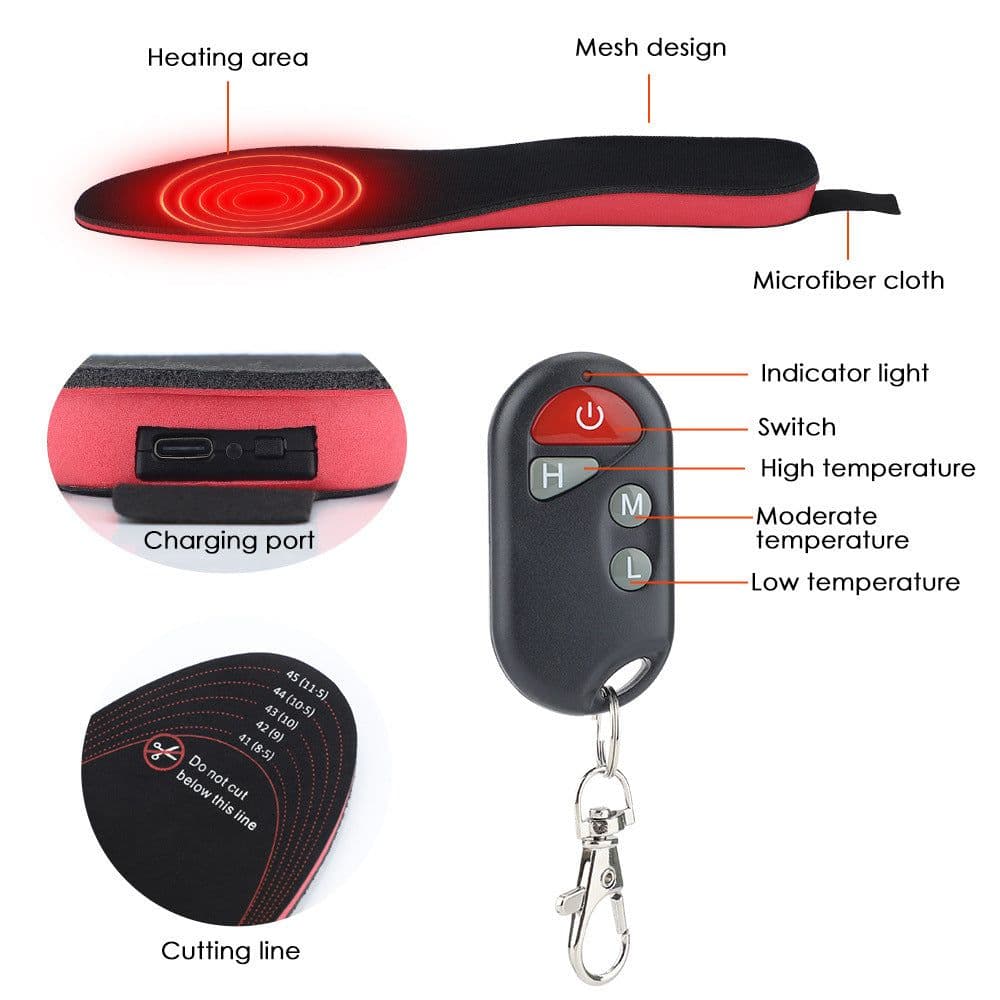 image-Heated Insoles For Men Women Rechargeable Heating Boot Insole Feet Warmer Pads Cut To Any Size Heating Electric Heated Insoles