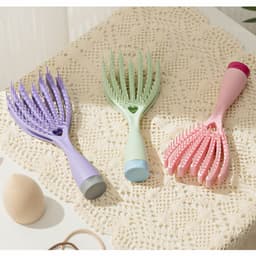 image-Portable Wet And Dry Hollow Hair Massage Broken Hair Finishing Solution Household Plastic Massage Comb Fluffy Hair Massage Styling Comb