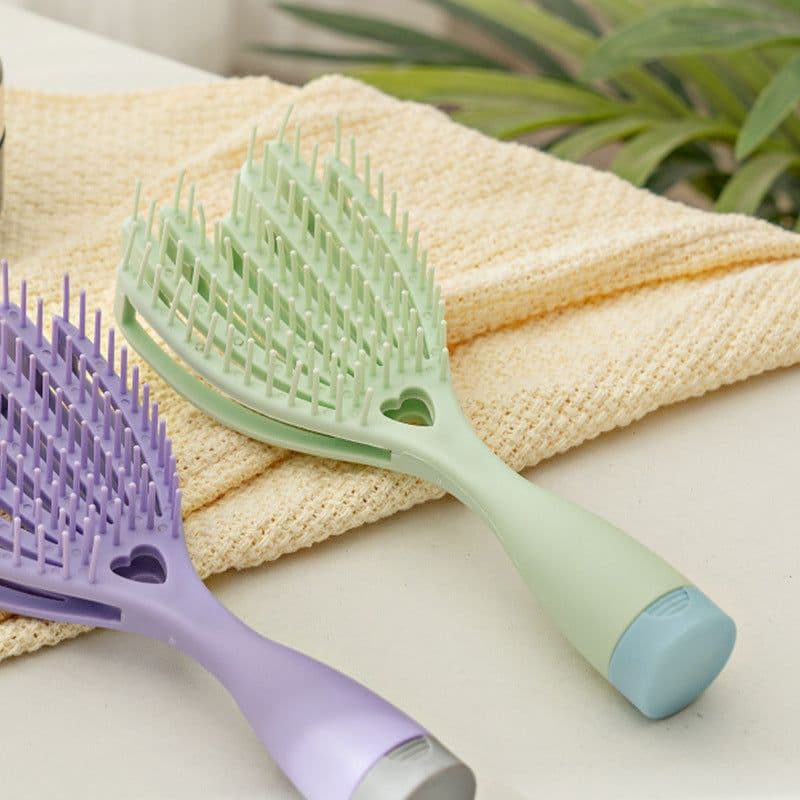 image-Portable Wet And Dry Hollow Hair Massage Broken Hair Finishing Solution Household Plastic Massage Comb Fluffy Hair Massage Styling Comb
