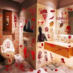 image-Halloween Window Stickers Horror Blood Handprint Footprint Fingerprint Window Electrostatic Sticker Halloween Decorations