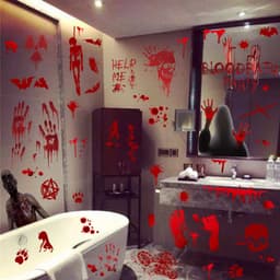 image-Halloween Window Stickers Horror Blood Handprint Footprint Fingerprint Window Electrostatic Sticker Halloween Decorations