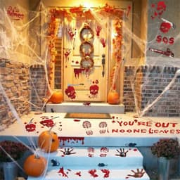 image-Halloween Window Stickers Horror Blood Handprint Footprint Fingerprint Window Electrostatic Sticker Halloween Decorations