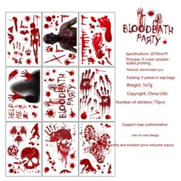 image-Halloween Window Stickers Horror Blood Handprint Footprint Fingerprint Window Electrostatic Sticker Halloween Decorations