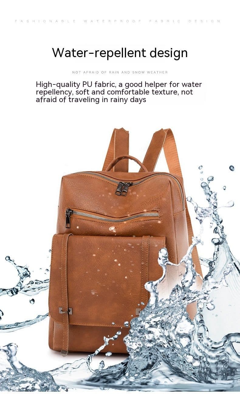 image-Retro Large Capacity Contrast Color Women's Pu Backpack