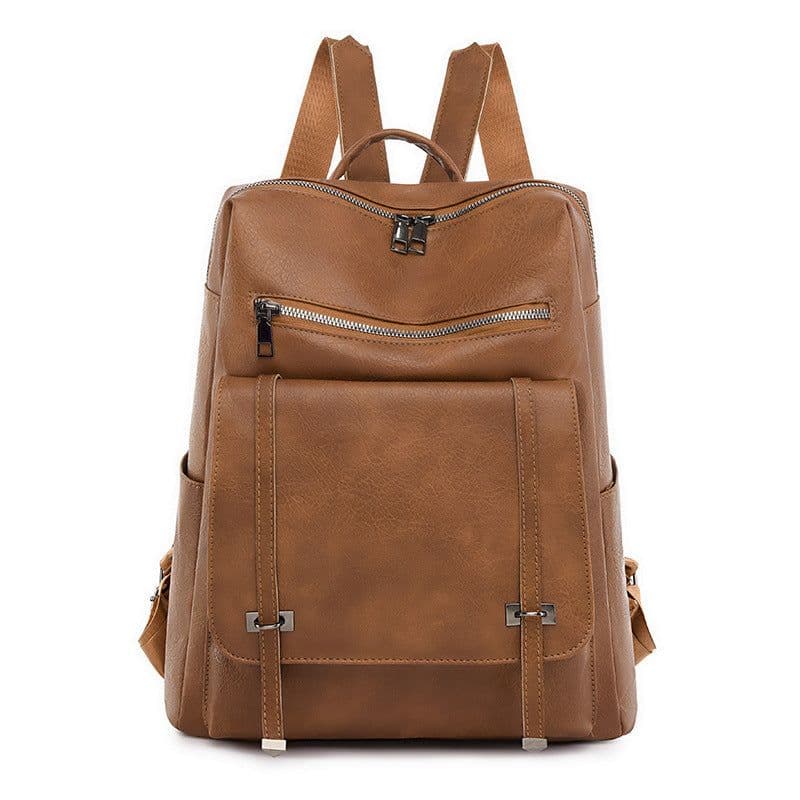 image-Retro Large Capacity Contrast Color Women's Pu Backpack