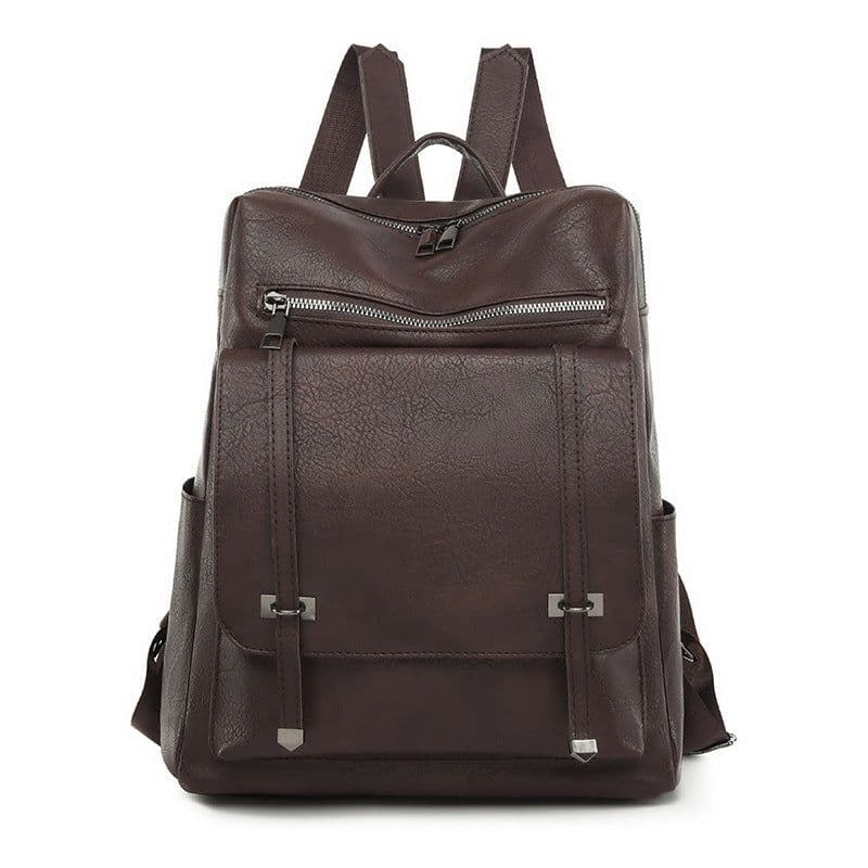 image-Retro Large Capacity Contrast Color Women's Pu Backpack