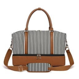 image-Women's Hand-carrying Travel Bag Striped Canvas
