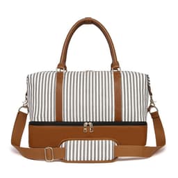 image-Women's Hand-carrying Travel Bag Striped Canvas