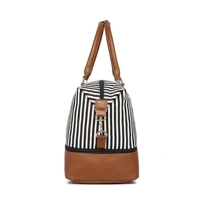 image-Women's Hand-carrying Travel Bag Striped Canvas