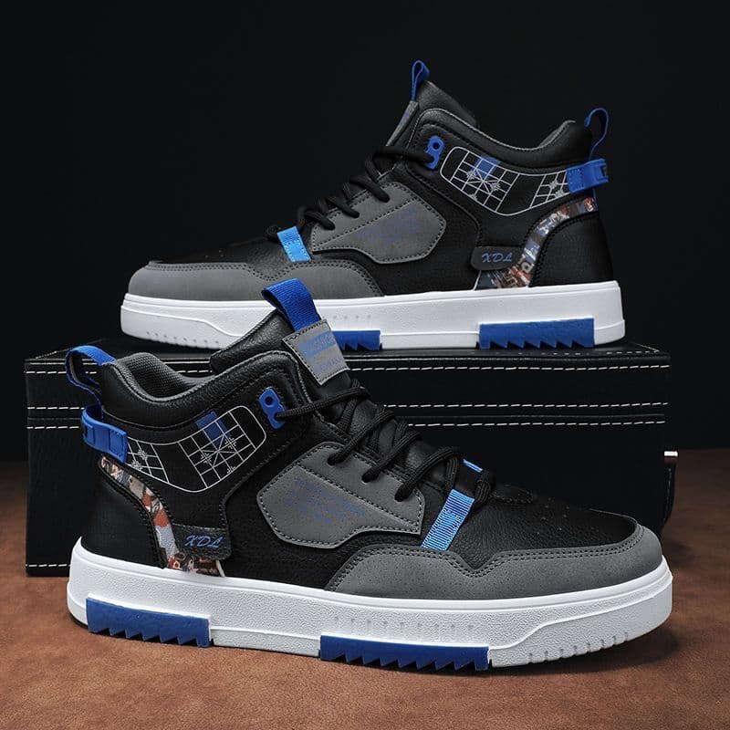 image-High-top Shoes Men's Flat Sneakers Trendy Versatile Student Casual Shoes Pumps