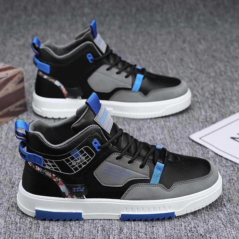 image-High-top Shoes Men's Flat Sneakers Trendy Versatile Student Casual Shoes Pumps