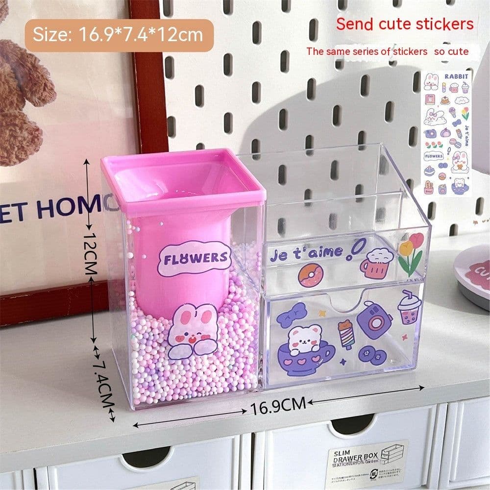image-Student Large Capacity Desk Stationery Cute Girl Makeup Brush Holder