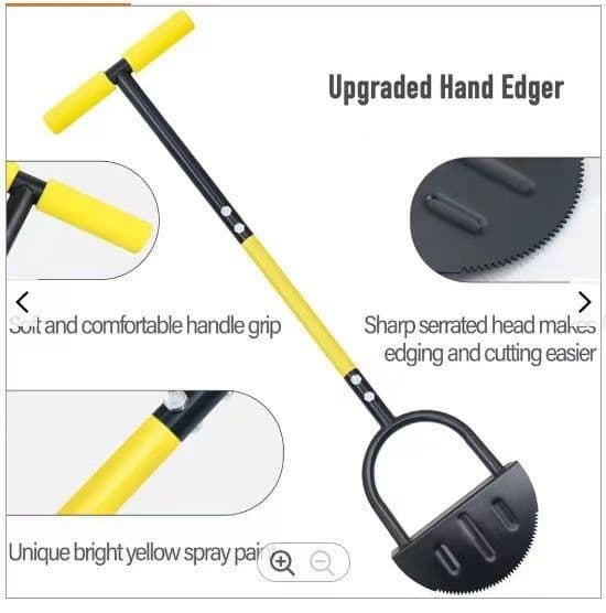 image-Manual Trimming Shovel Serrated Lawn Trimmer With Handle Half Moon Lawn Edge Tool Step