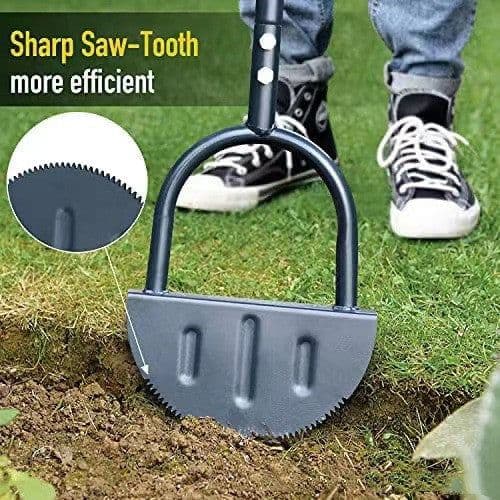 image-Manual Trimming Shovel Serrated Lawn Trimmer With Handle Half Moon Lawn Edge Tool Step