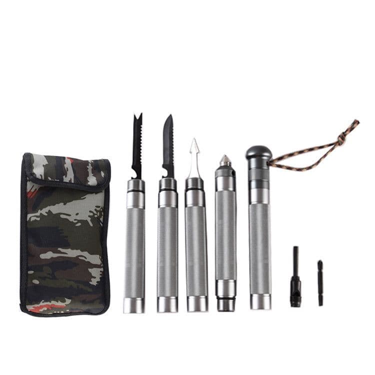 image-Outdoor Folding Self-defense Survival Walking Stick Equipment Outdoor Hiking Multifunction Trekking Poles