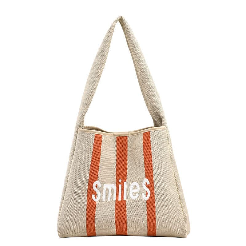 image-Women's Woven Fabric Tote Bag Contrast Color Large Capacity