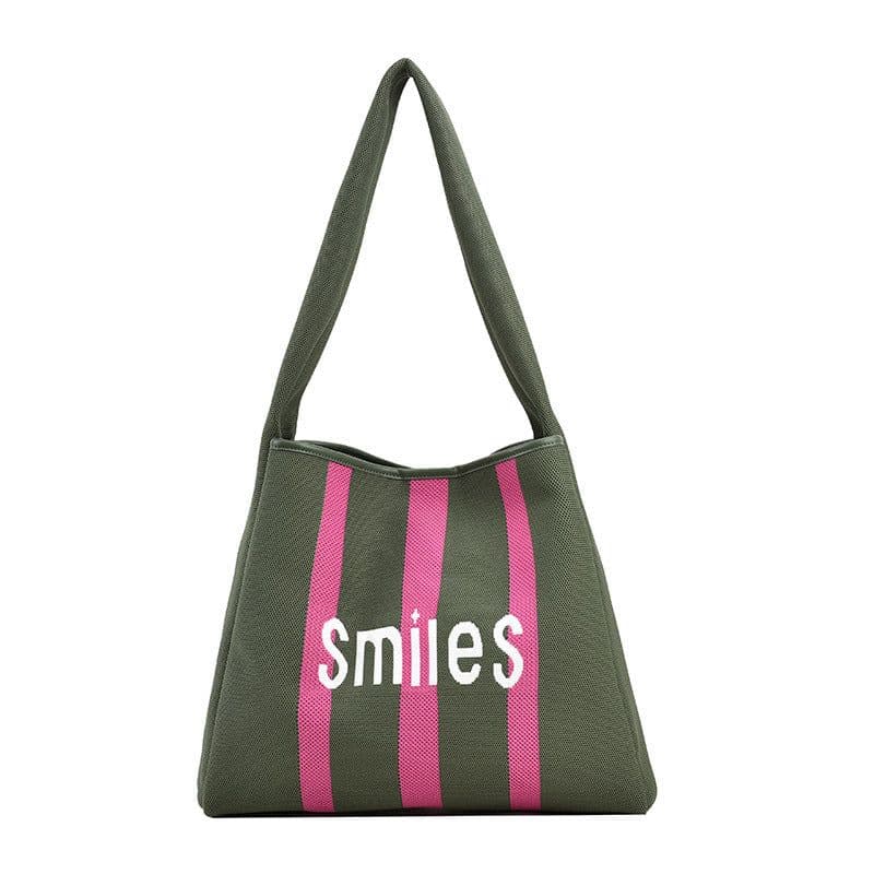image-Women's Woven Fabric Tote Bag Contrast Color Large Capacity