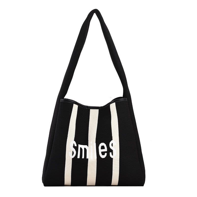 image-Women's Woven Fabric Tote Bag Contrast Color Large Capacity