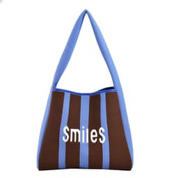 image-Women's Woven Fabric Tote Bag Contrast Color Large Capacity
