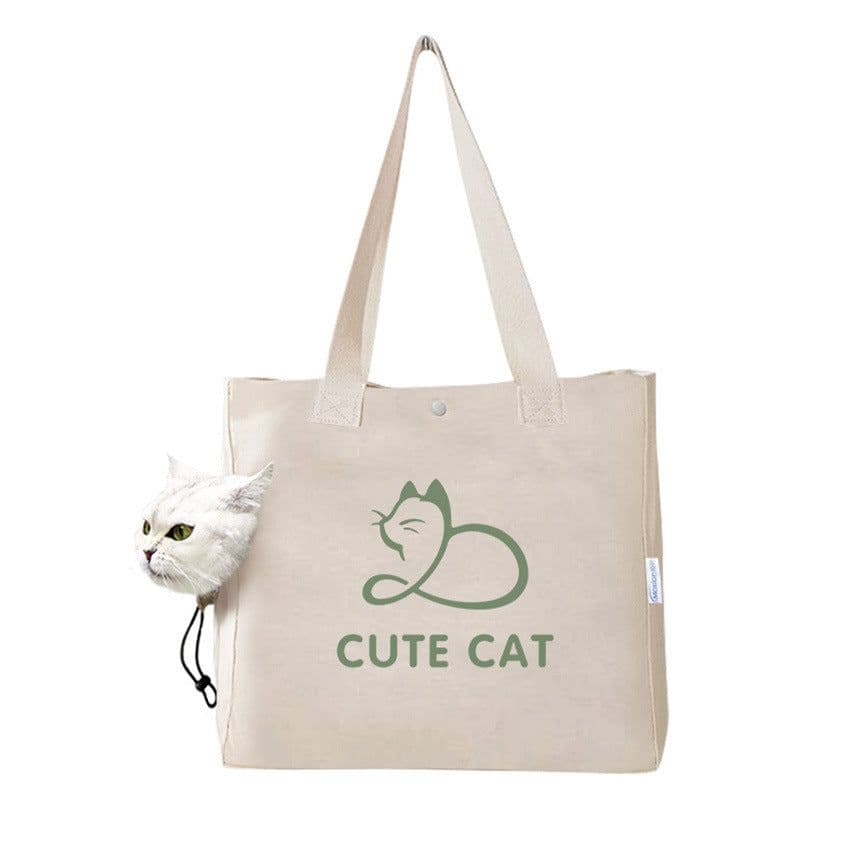 image-Pet Portable Outing Canvas Print Handbag