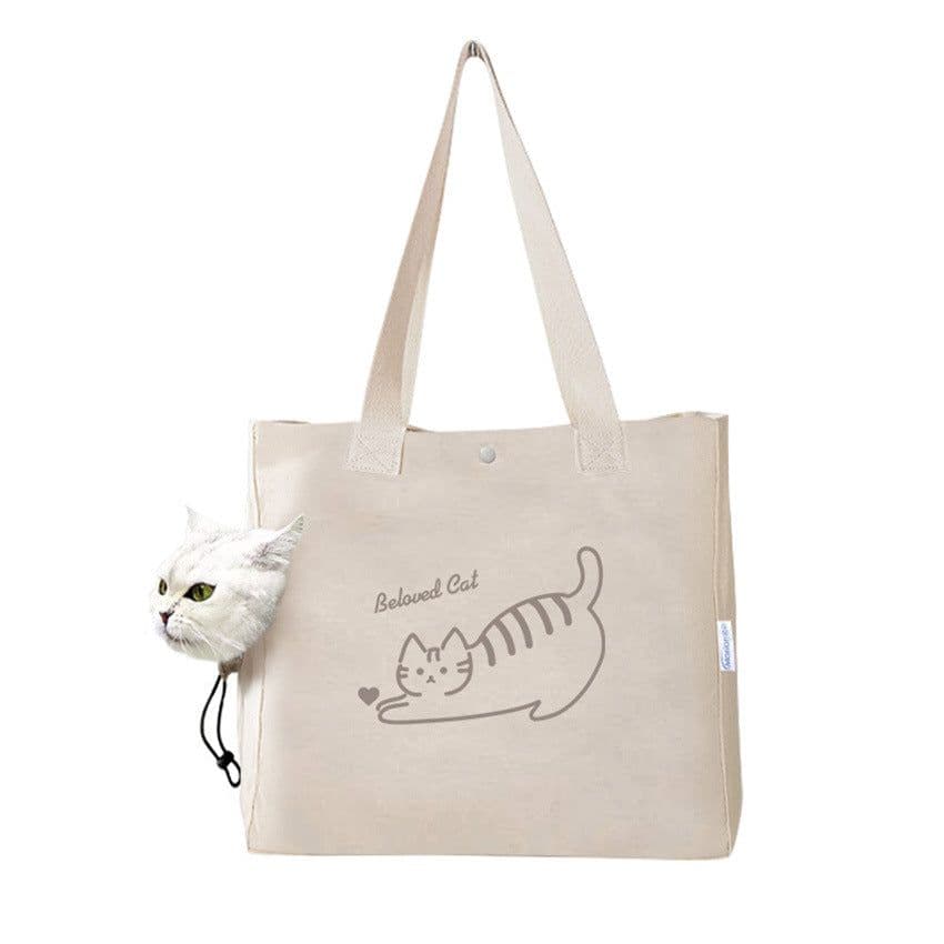 image-Pet Portable Outing Canvas Print Handbag