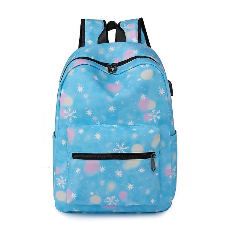 image-Casual Backpack Fashionable Printed USB Charging