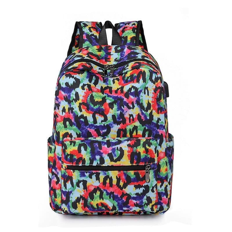 image-Casual Backpack Fashionable Printed USB Charging