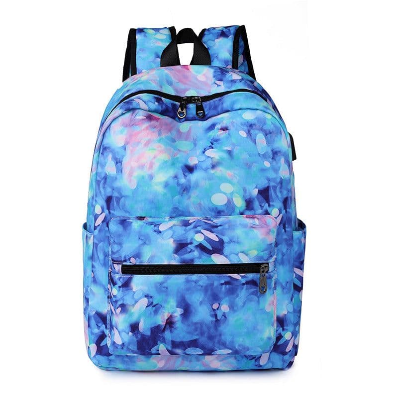 image-Casual Backpack Fashionable Printed USB Charging