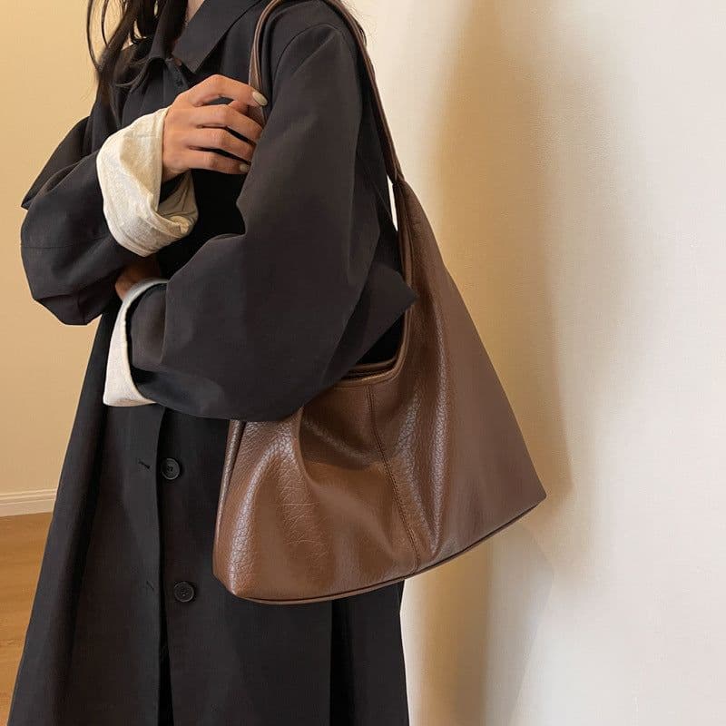 image-2Pcs Handbags Large Capacity Bag Women Underarm Korean Style Soft Pu Leather Shopping Shouder Bags With Small Wallet