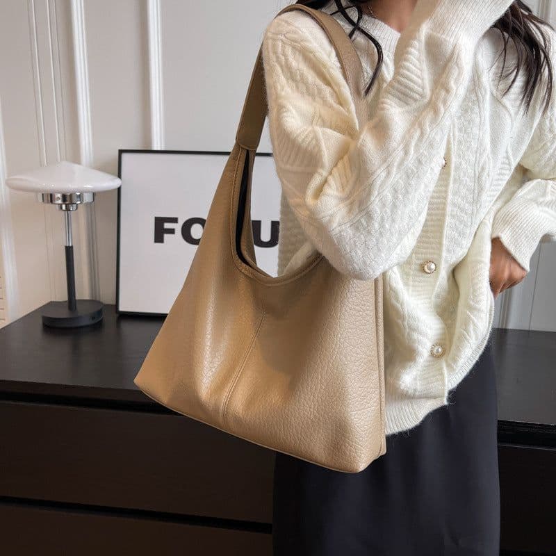 image-2Pcs Handbags Large Capacity Bag Women Underarm Korean Style Soft Pu Leather Shopping Shouder Bags With Small Wallet