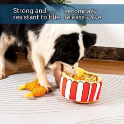 image-Plush Food Leakage Puzzle Simulation Chicken Leg Interactive Sound Dog Toy