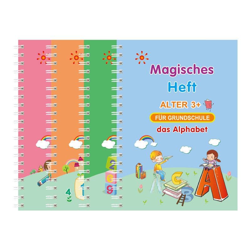 image-Children's Groove English Calligraphy Practice Board French German Painting Magic English Stickers Copy Control Pen Training Book