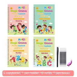 image-Children's Groove English Calligraphy Practice Board French German Painting Magic English Stickers Copy Control Pen Training Book