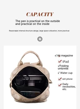 image-Casual Retro Women's Soft Leather Fashion Rhombus Urban Simple Backpack