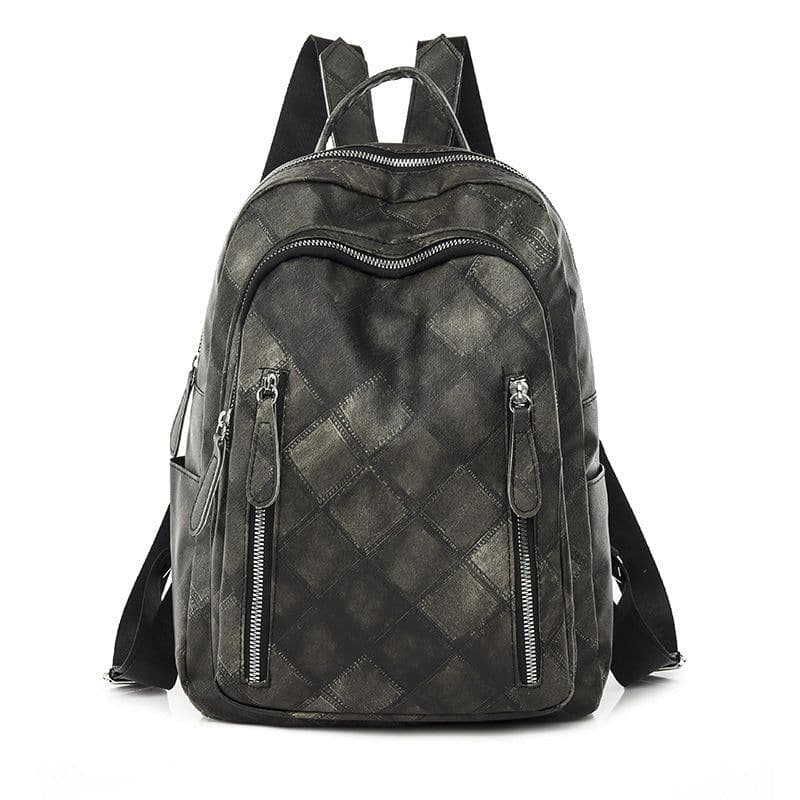 image-Casual Retro Women's Soft Leather Fashion Rhombus Urban Simple Backpack