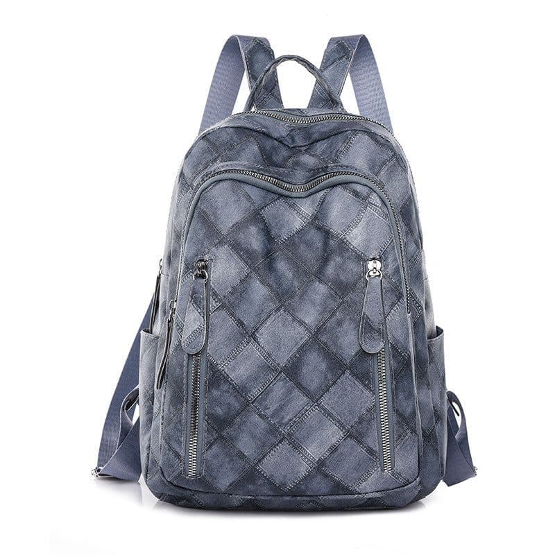 image-Casual Retro Women's Soft Leather Fashion Rhombus Urban Simple Backpack