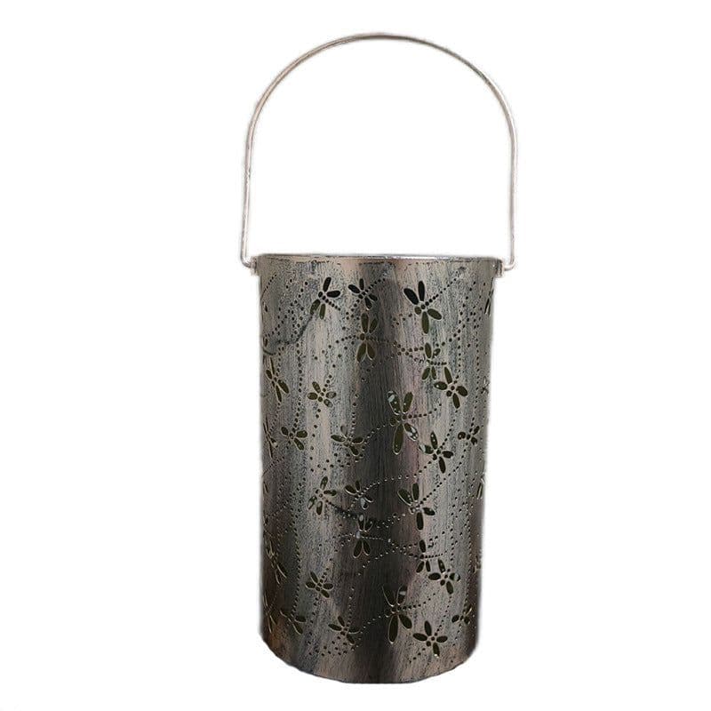 image-Dragonfly Solar Iron Hollow Portable Lantern Outdoor Garden Courtyard Decoration Hanging Lamp
