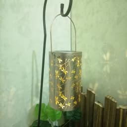 image-Dragonfly Solar Iron Hollow Portable Lantern Outdoor Garden Courtyard Decoration Hanging Lamp